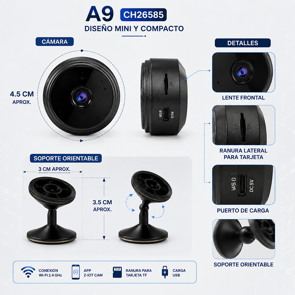 Miniatura: Mini Cámara Inalámbrica A9 CH26585 WiFi con App Z-IOT CAM