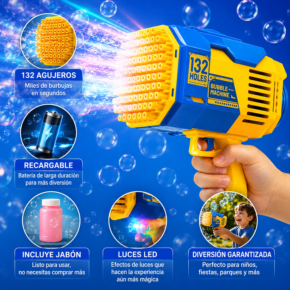 Miniatura: Pistola De Burbujas Recargable 132 Agujeros Jabón Adicional
