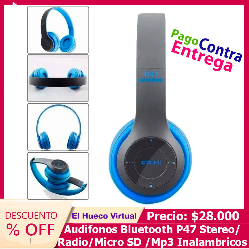 Diadema Auricular inalámbricos P47 Bluetooth/FM/Micro SD/MP3