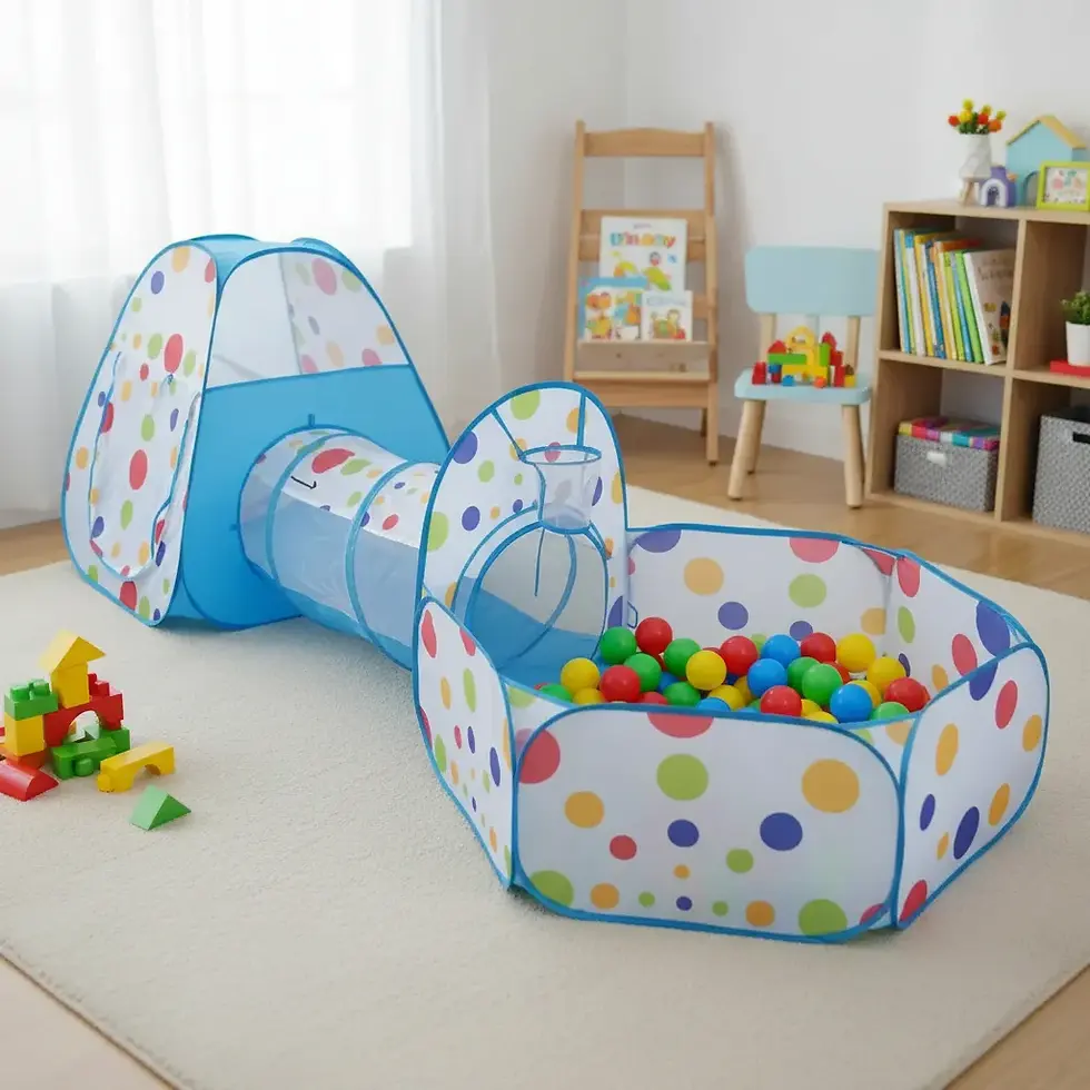 Miniatura: Carpa Infantil 3 en 1 Castillo + Tunel + Piscina de Pelotas