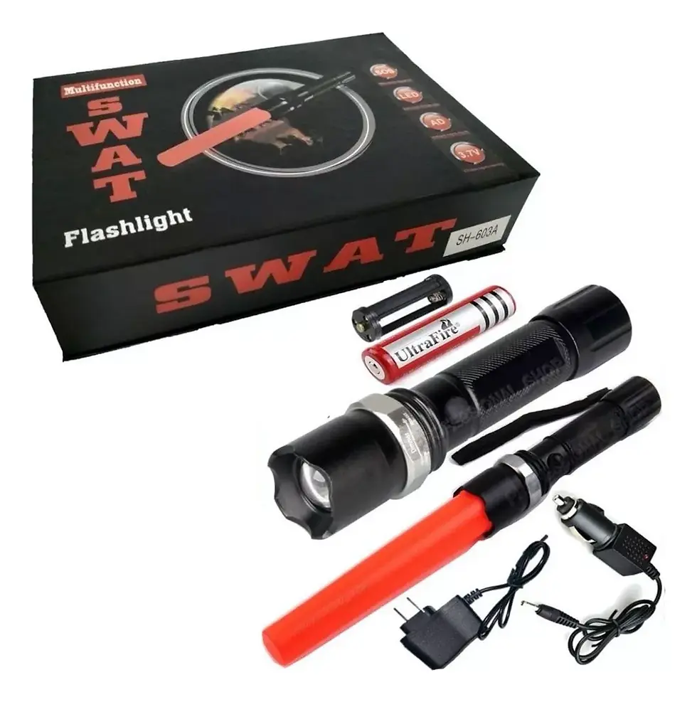 Miniatura: Linterna Led Tactica Recargable Police Swat Metalica
