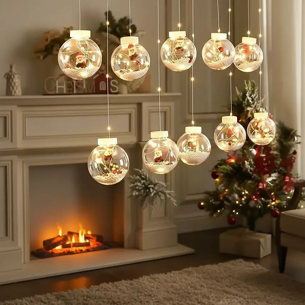 Miniatura: Cortina De Luces Bola Plana Figuras Navideñas 3 Mertros