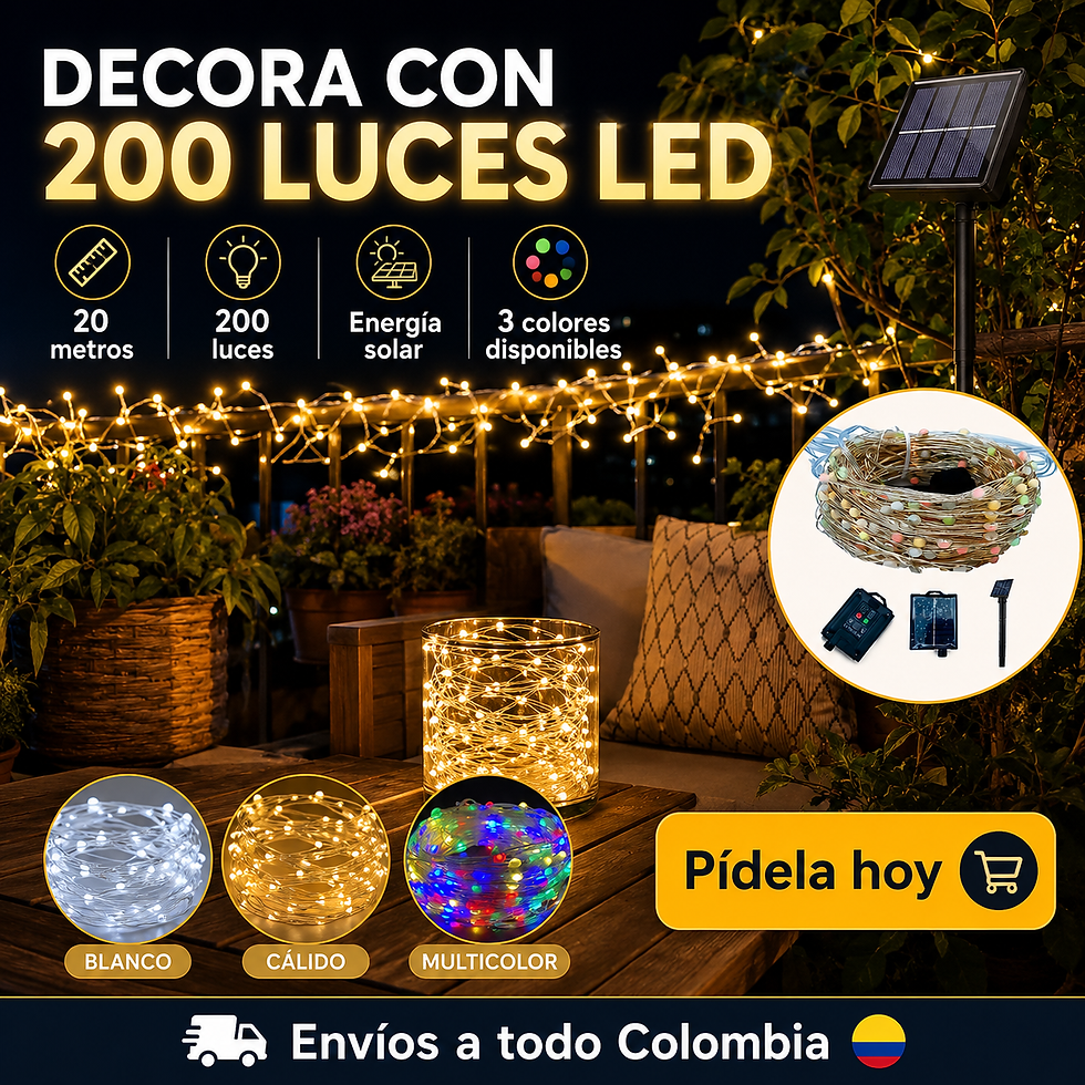 Miniatura: Tira Alambre Solar X 200 LED 20 Metros Panel Mejorado