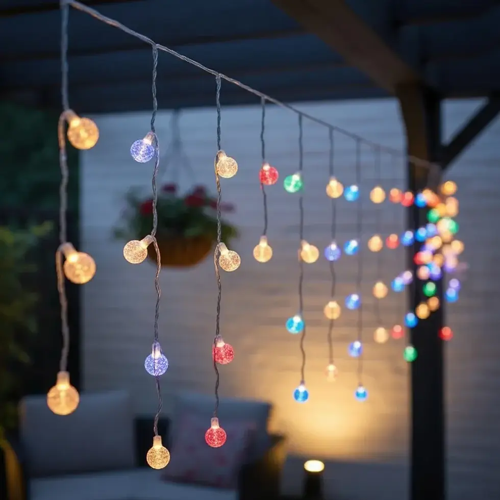 Miniatura: Cortina De Luces Led Burbuja / Cristal 3 Metros De Ancho Caida 30/40/50