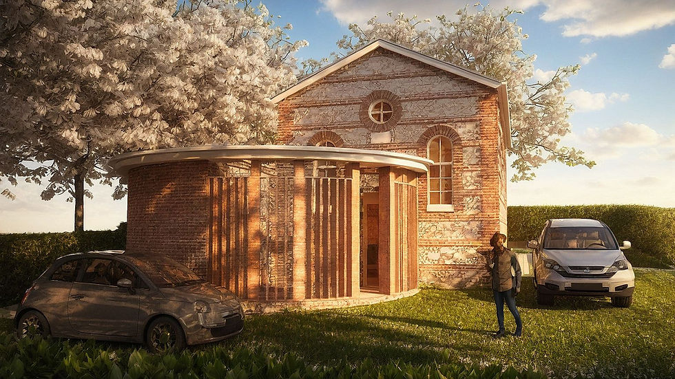 Entrance approach with new rotunda vestibule