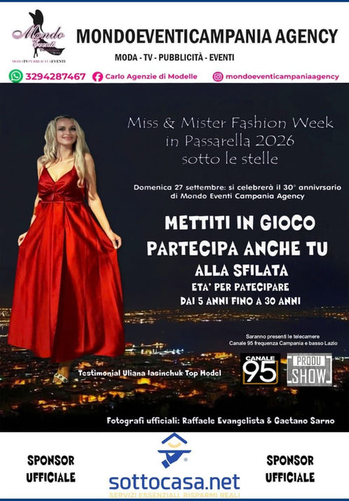 A SETTEMBRE OGNI DOMENICA È MODA E SPETTACOLO, CON LE INIZIATIVE DI MONDO EVENTI CAMPANIA AGENCY