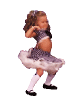 girl in skirt dancing funny