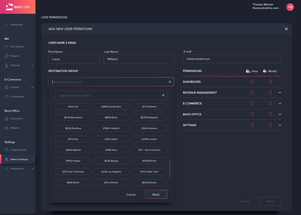 Roles & Groups - New user new group name active