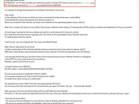 Don’t Freak Out If You Get Blackmail Spam Containing an Old Password