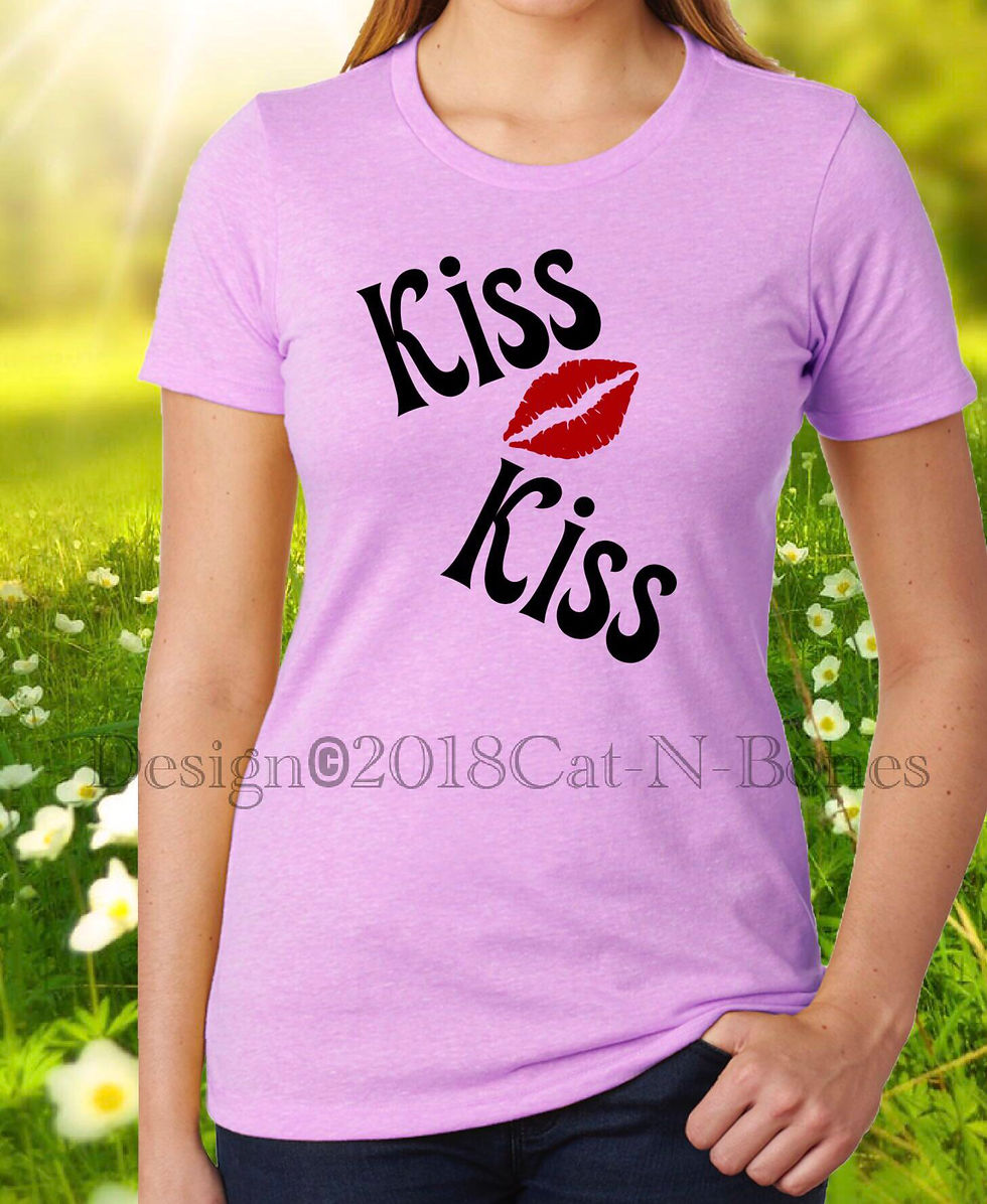 Thumbnail: Women’s T-Shirts: Kiss Kiss, Women’s Graphic Tee, Gifts for Women