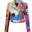 Thumbnail: 2021 Punk Fashion Faux Leather Cropped Leather Jacket in Graffiti