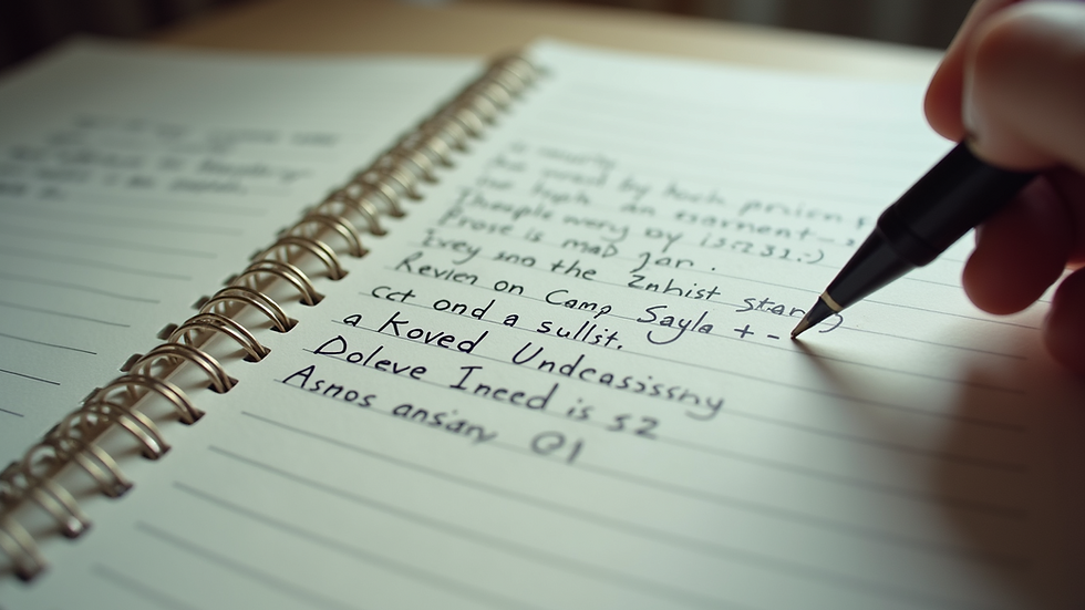 Close-up of a notebook with spelling errors and corrections