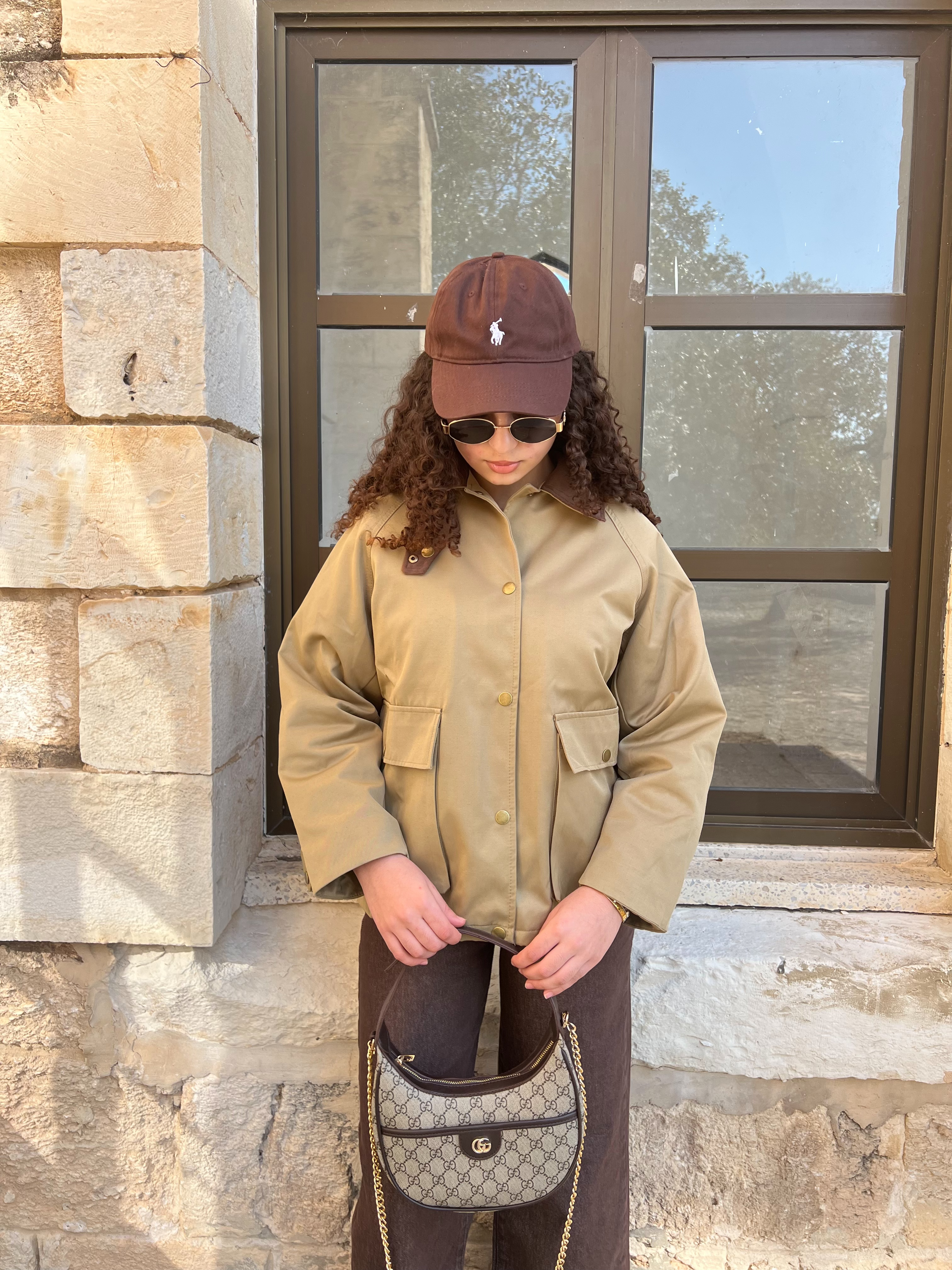 מעיל עם כיסים ירוק זית 