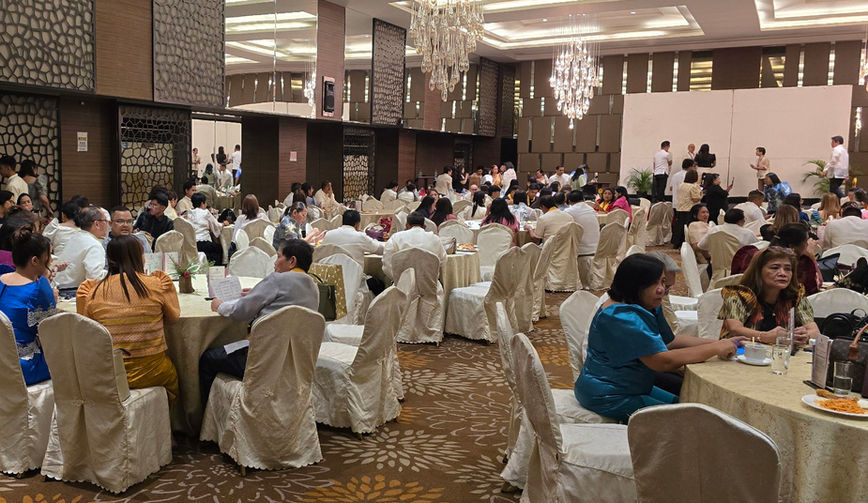 A view of the banquet room during the 2024 Stakeholders Convergence Cum ceremony, showing attendees seated at tables. The stage is visible in the background, where the event’s activities and presentations are taking place. The room is filled with guests, creating a formal and engaging atmosphere for the ceremony.