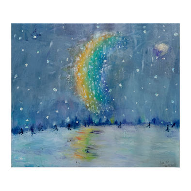 Rainbow over the ice rink 45x35 cm