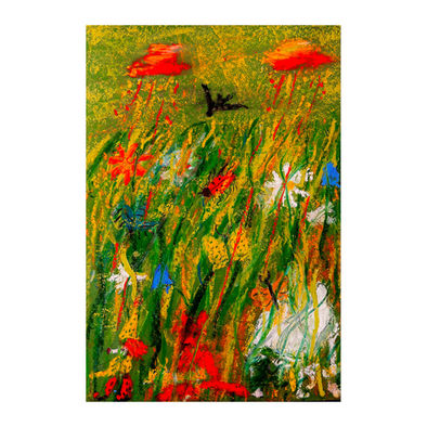 Grand piano in the grass. 20x30cm