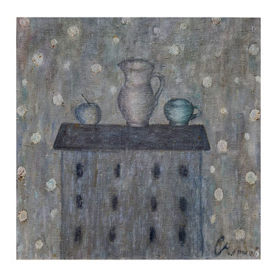 Still life on the roof. Snow. 45x45cm