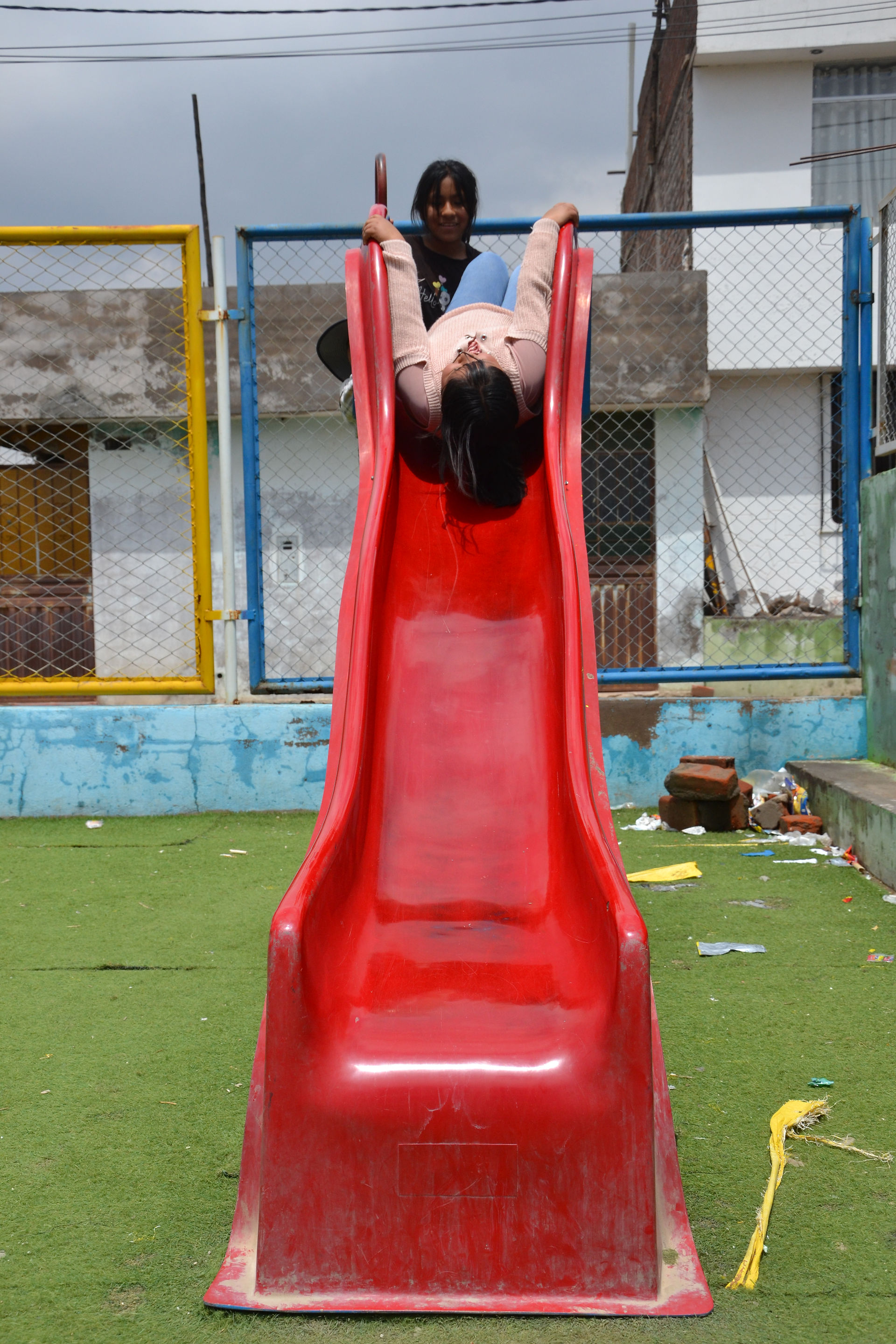 The slide is more fun upside down