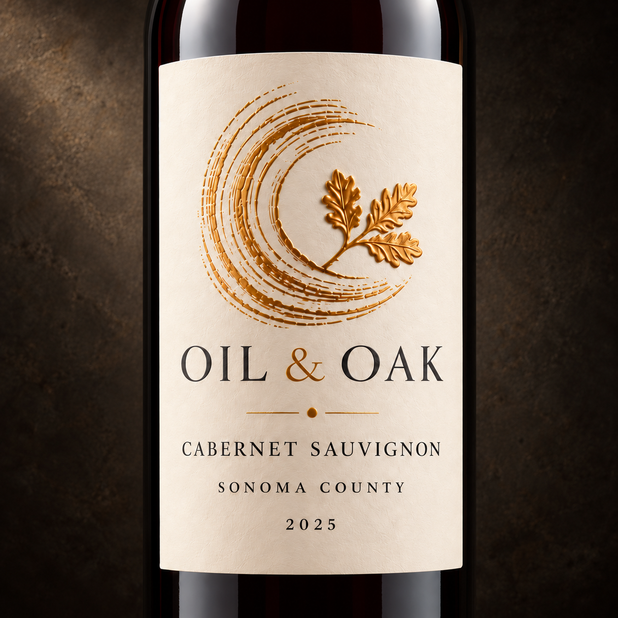 Oil & Oak wine label