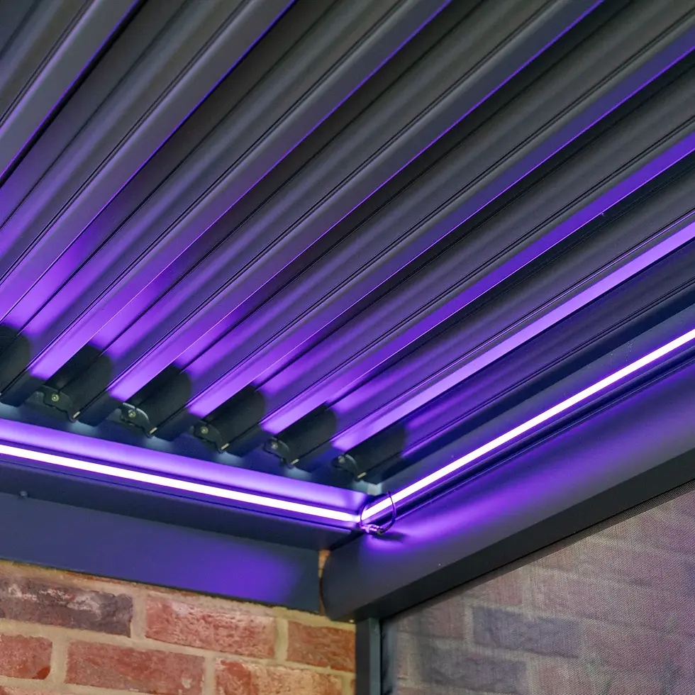 Thumbnail: Tenora Plus 3x4 Wall-Mounted Pergola (LED & Drop Sides)