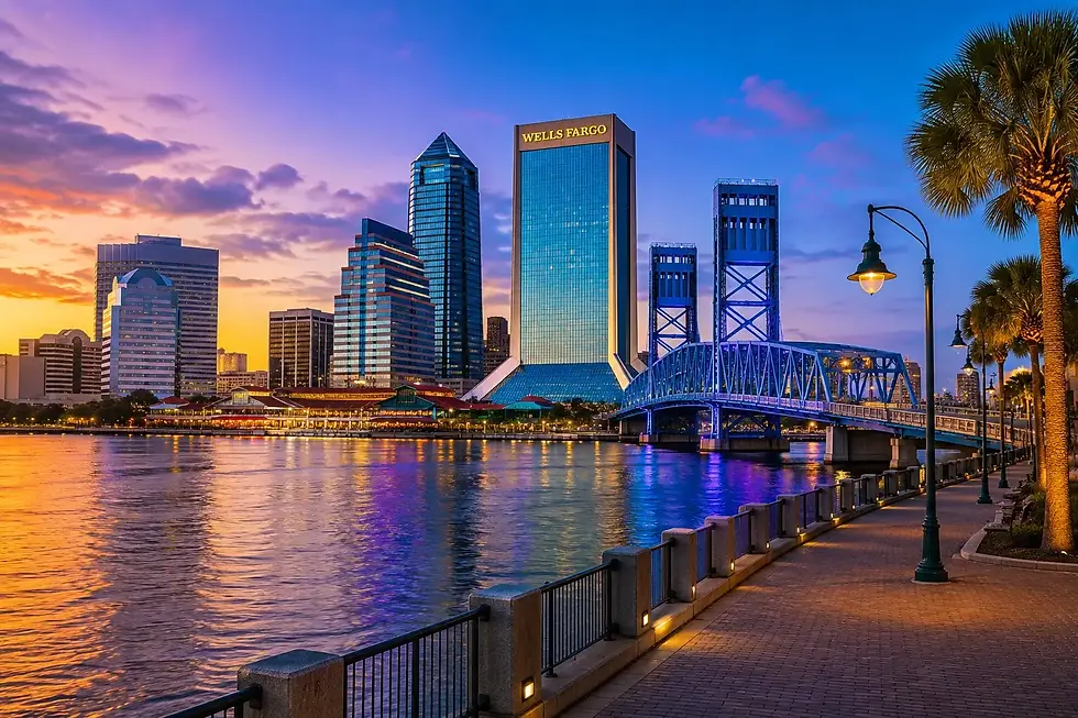 Downtown Jacksonville Florida skyline along the St. Johns River