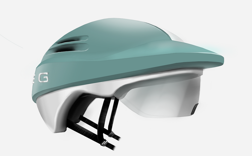 Turquoise, silver helmet with a visor, SMEG brand
