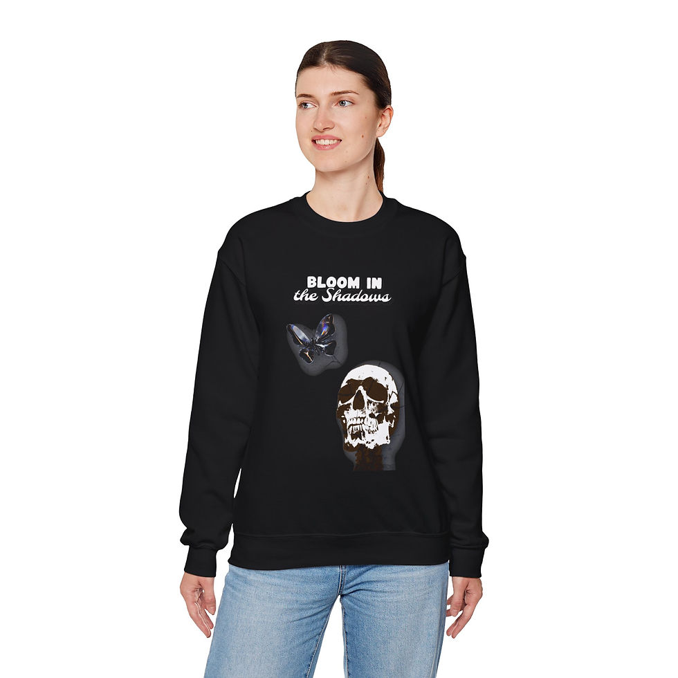 Thumbnail: Skull & Butterfly Crewneck Sweatshirt – "Bloom in the Shadows" Graphic