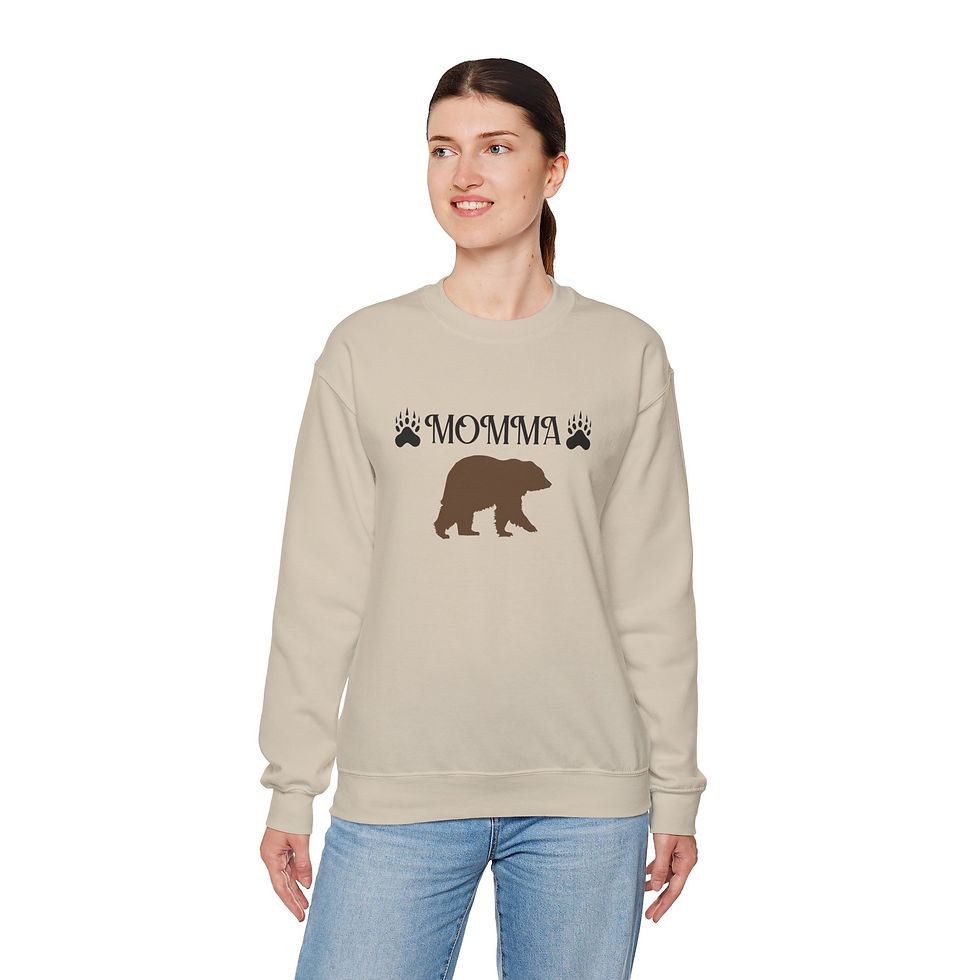 Thumbnail: Momma Bear Sweatshirt – Cozy Women’s Bear Paw Crewneck for Moms & Mother’s Day