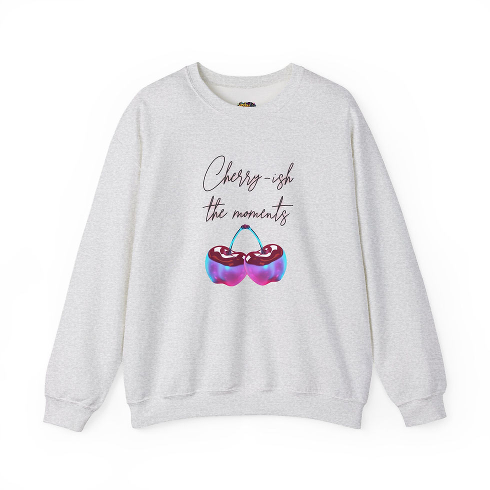 Thumbnail: Crewneck Sweatshirt - "Cherry-ish the Moments" Cute Cherry Graphic Cozy Pullover
