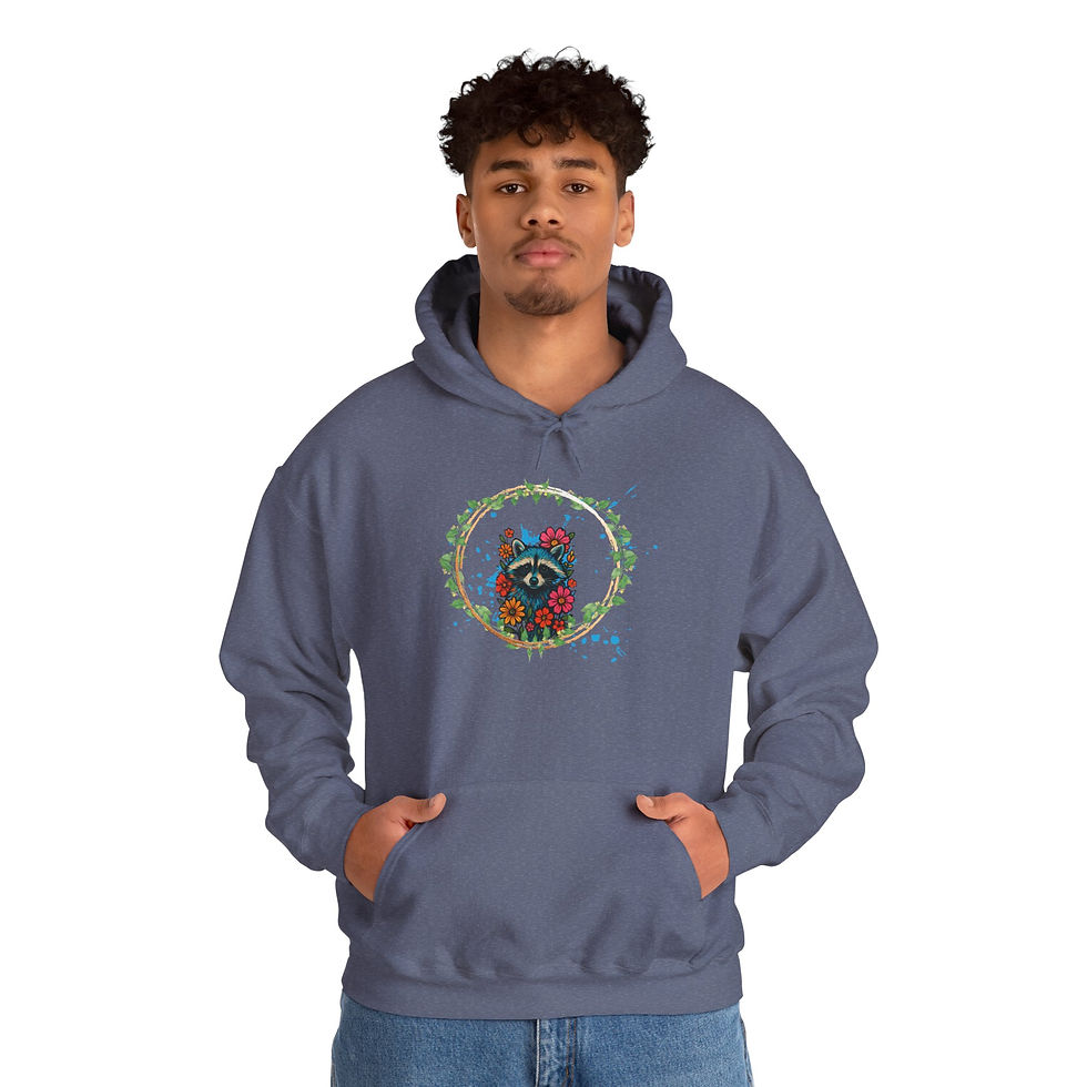 Thumbnail: Floral raccoon Circle Hoodie – Day of the Dead Sugar Skull Sweatshirt