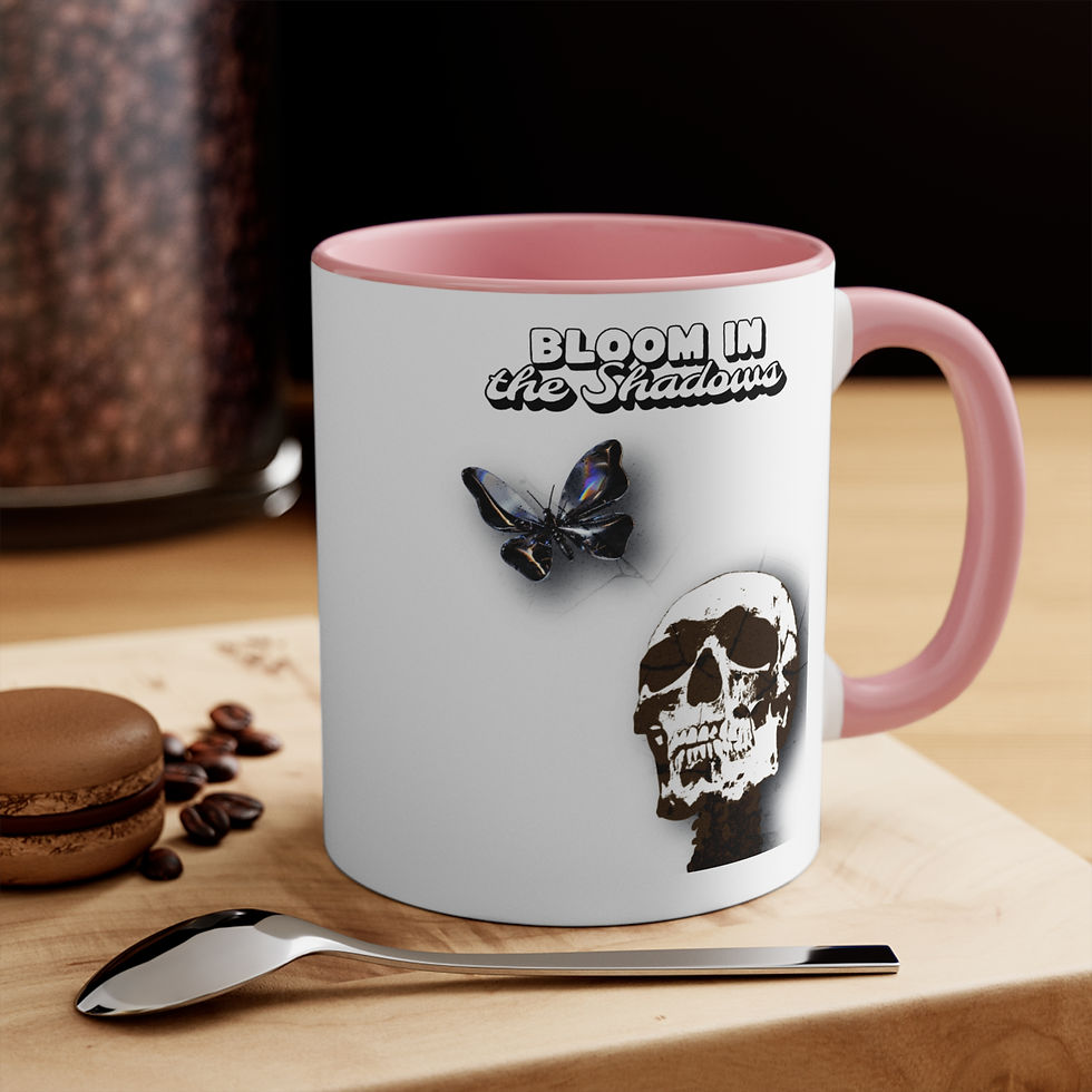 Thumbnail: Bloom in the Shadows Skull & Butterfly Accent Mug — 11oz