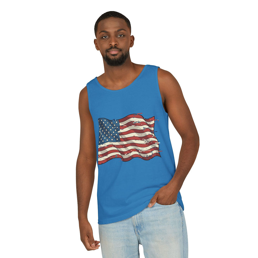 Thumbnail: Vintage American Flag Tank Top — Distressed USA Patriotic Sleeveless Shirt