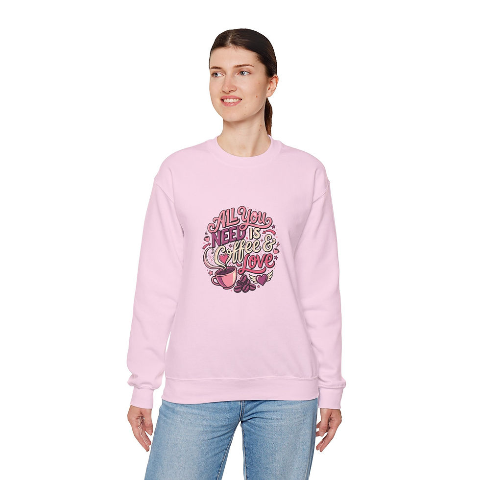 Thumbnail: Crewneck Sweatshirt — "All You Need Is Coffee & Love"Retro Coffee Lover Pullover