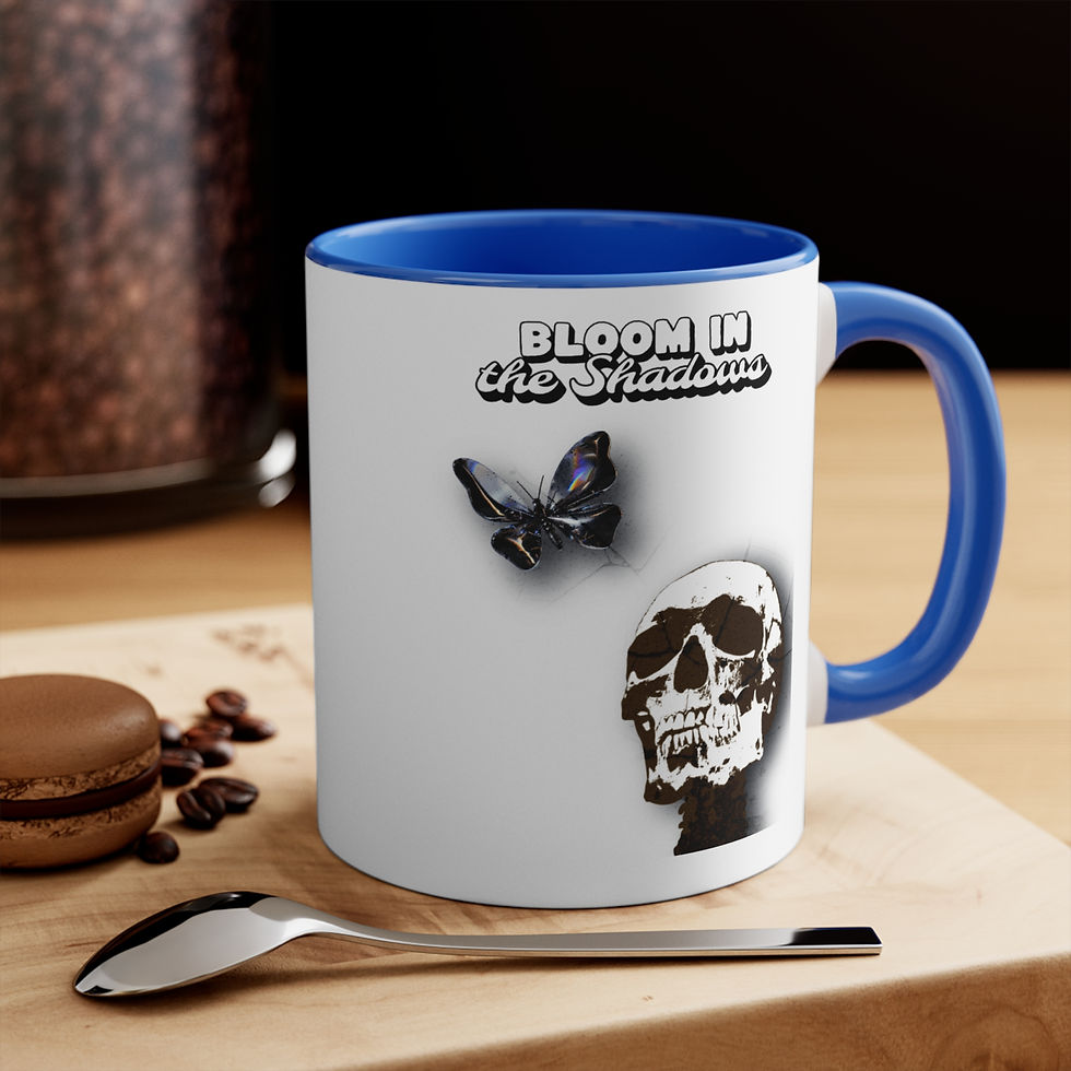 Thumbnail: Bloom in the Shadows Skull & Butterfly Accent Mug — 11oz