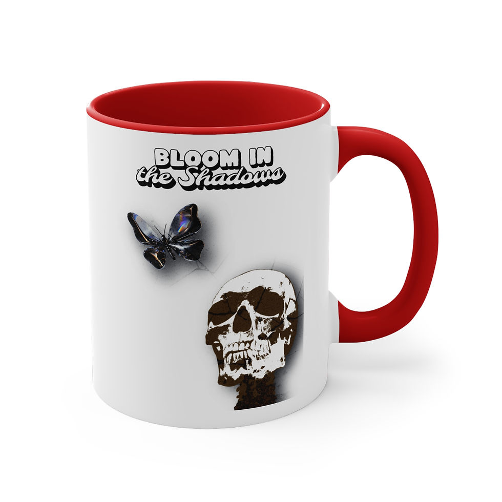 Thumbnail: Bloom in the Shadows Skull & Butterfly Accent Mug — 11oz