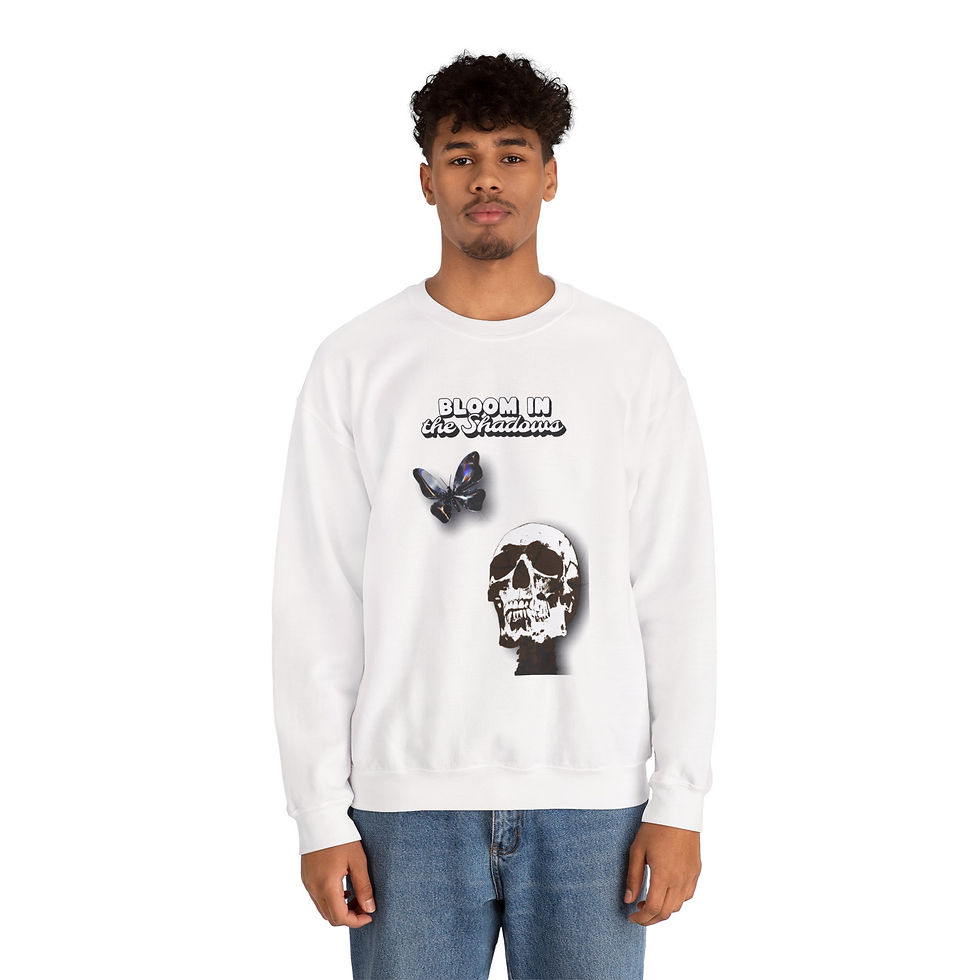 Thumbnail: Skull & Butterfly Crewneck Sweatshirt – "Bloom in the Shadows" Graphic