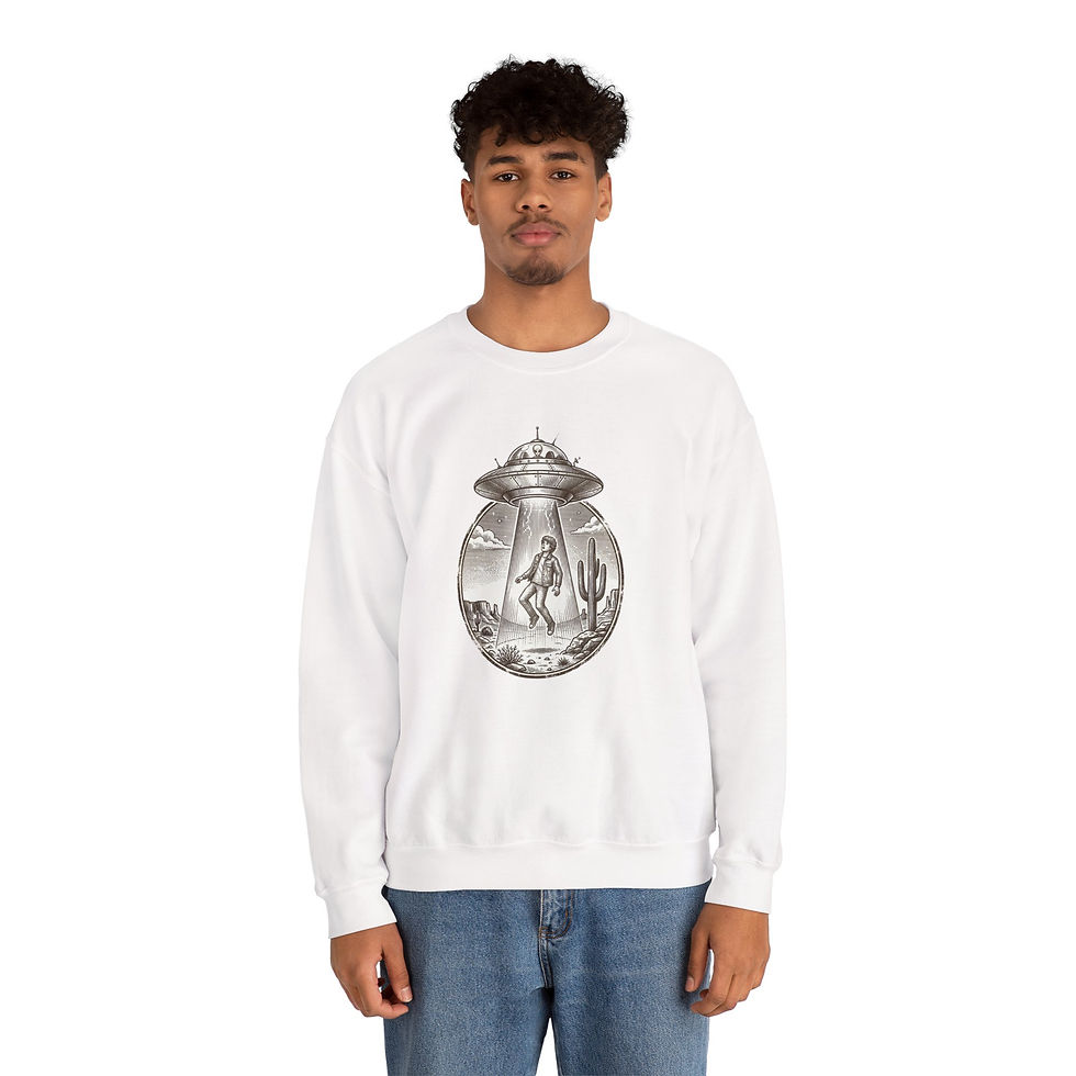 Thumbnail: Desert UFO Abduction Crewneck Sweatshirt | Retro Western Alien Graphic