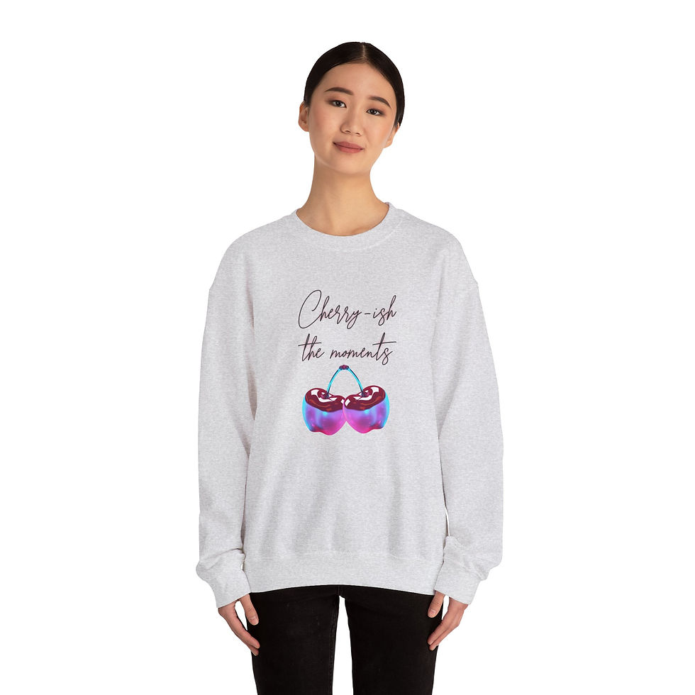 Thumbnail: Crewneck Sweatshirt - "Cherry-ish the Moments" Cute Cherry Graphic Cozy Pullover