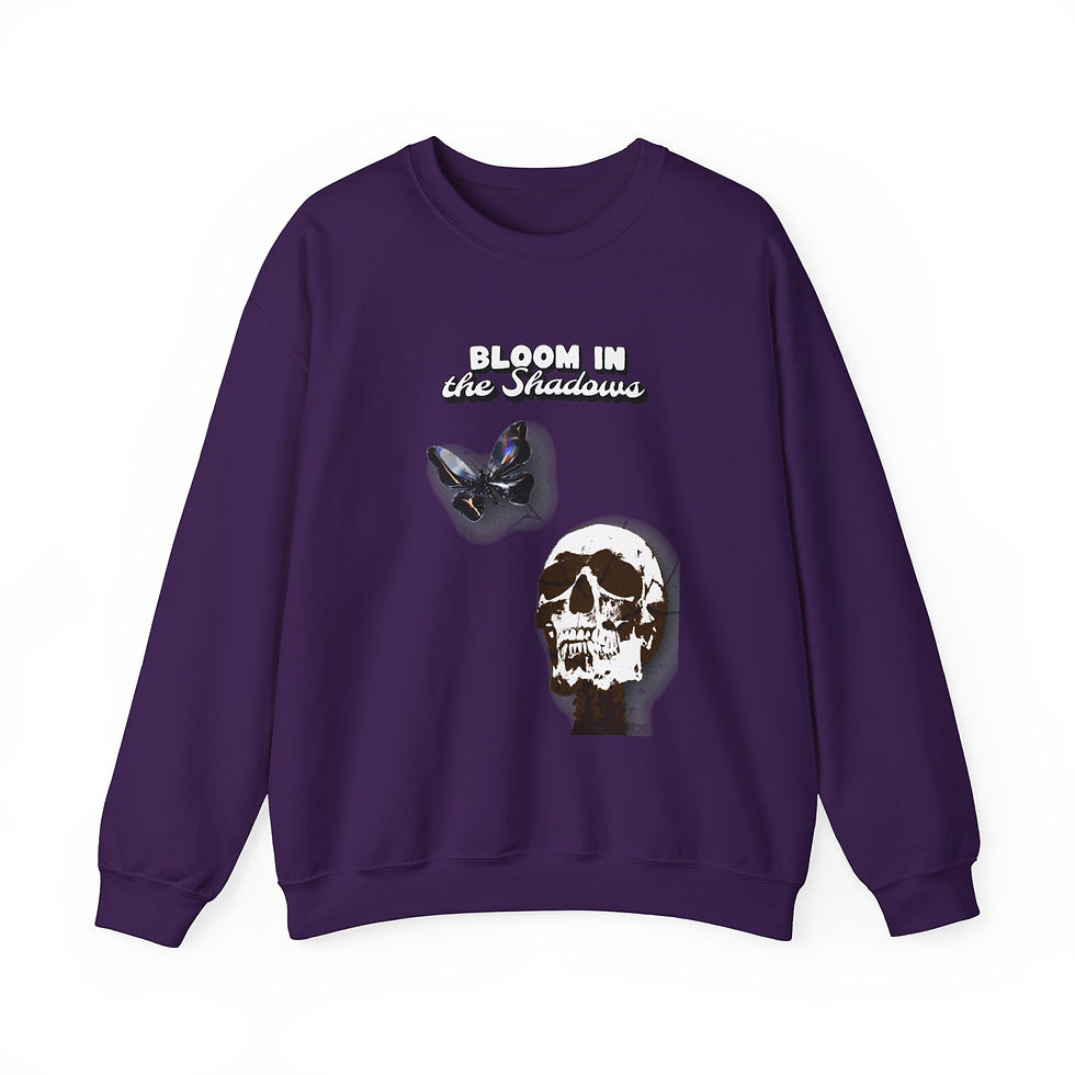 Thumbnail: Skull & Butterfly Crewneck Sweatshirt – "Bloom in the Shadows" Graphic