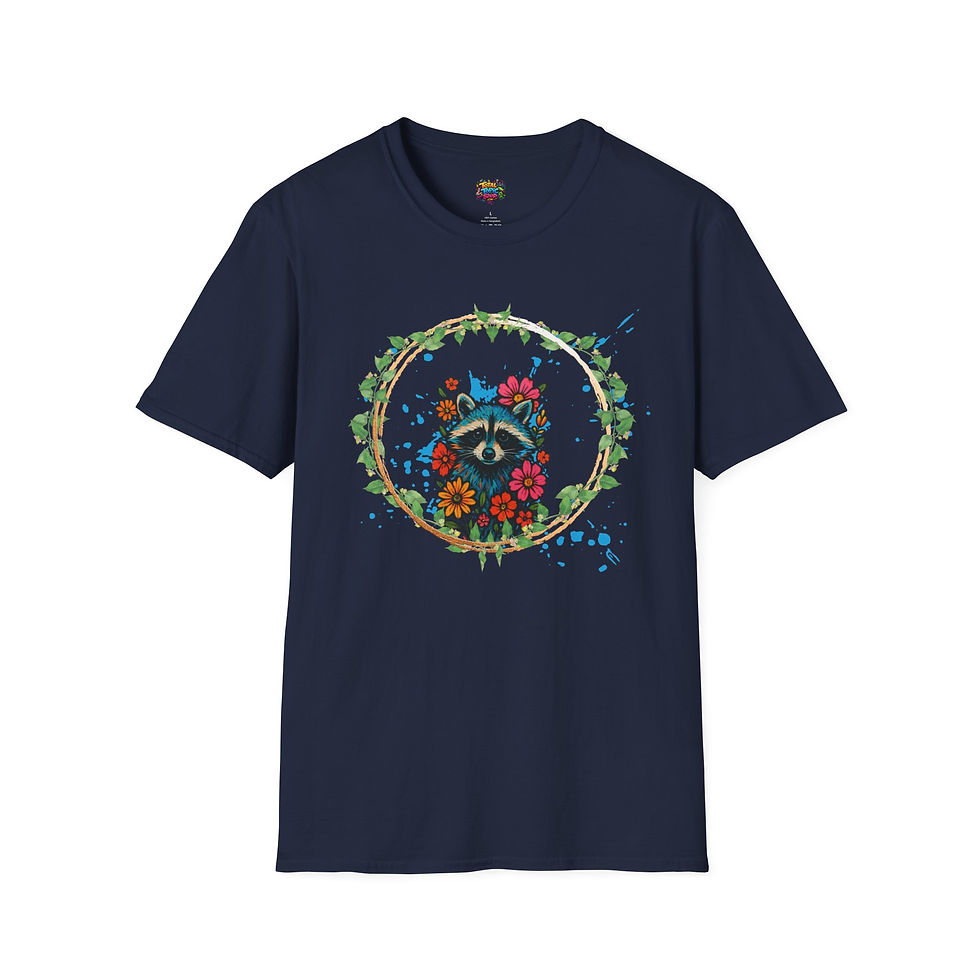 Thumbnail: Floral Sloth Tee — Cute Raccoon/Sloth in Flower Wreath Graphic T-Shirt