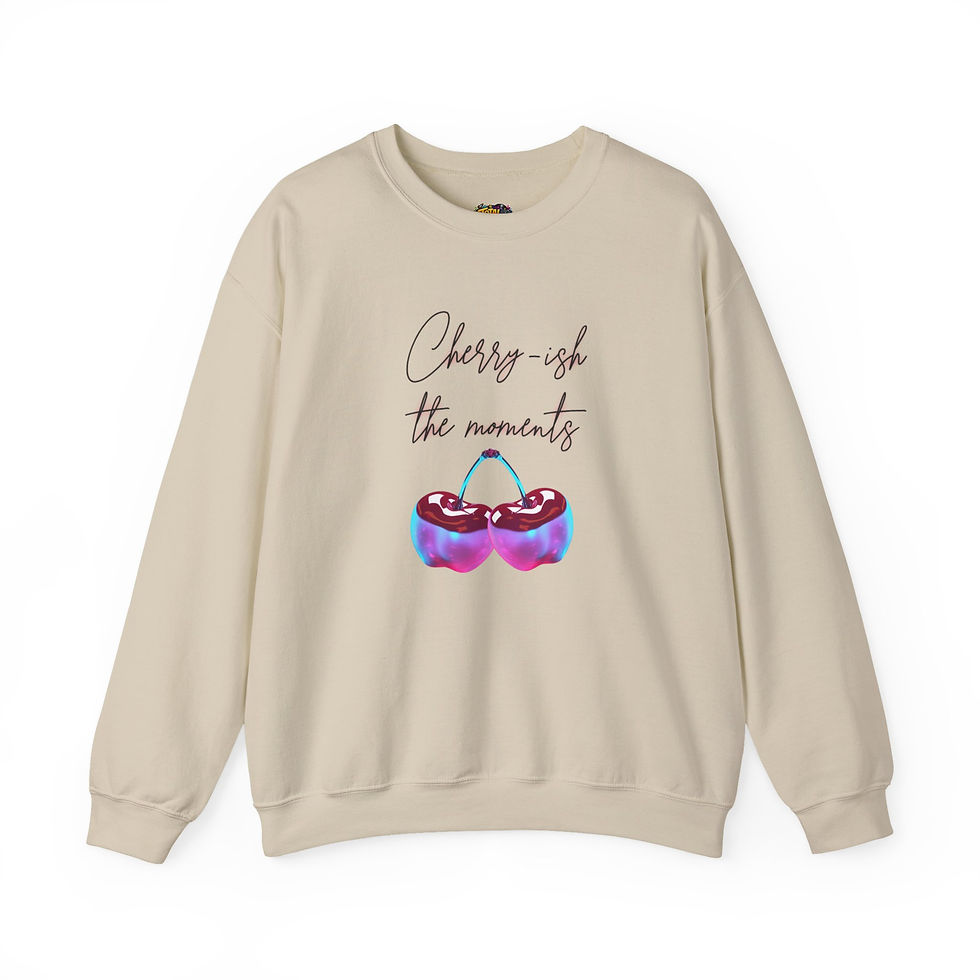 Thumbnail: Crewneck Sweatshirt - "Cherry-ish the Moments" Cute Cherry Graphic Cozy Pullover