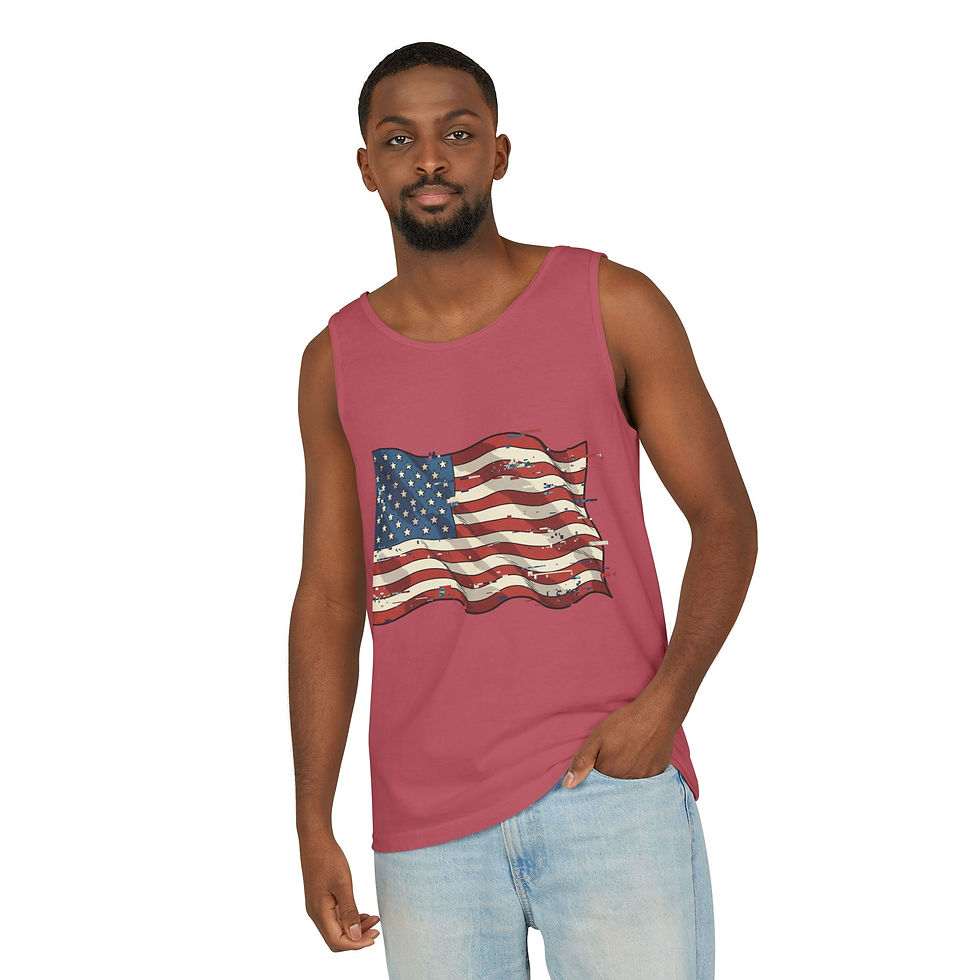 Thumbnail: Vintage American Flag Tank Top — Distressed USA Patriotic Sleeveless Shirt