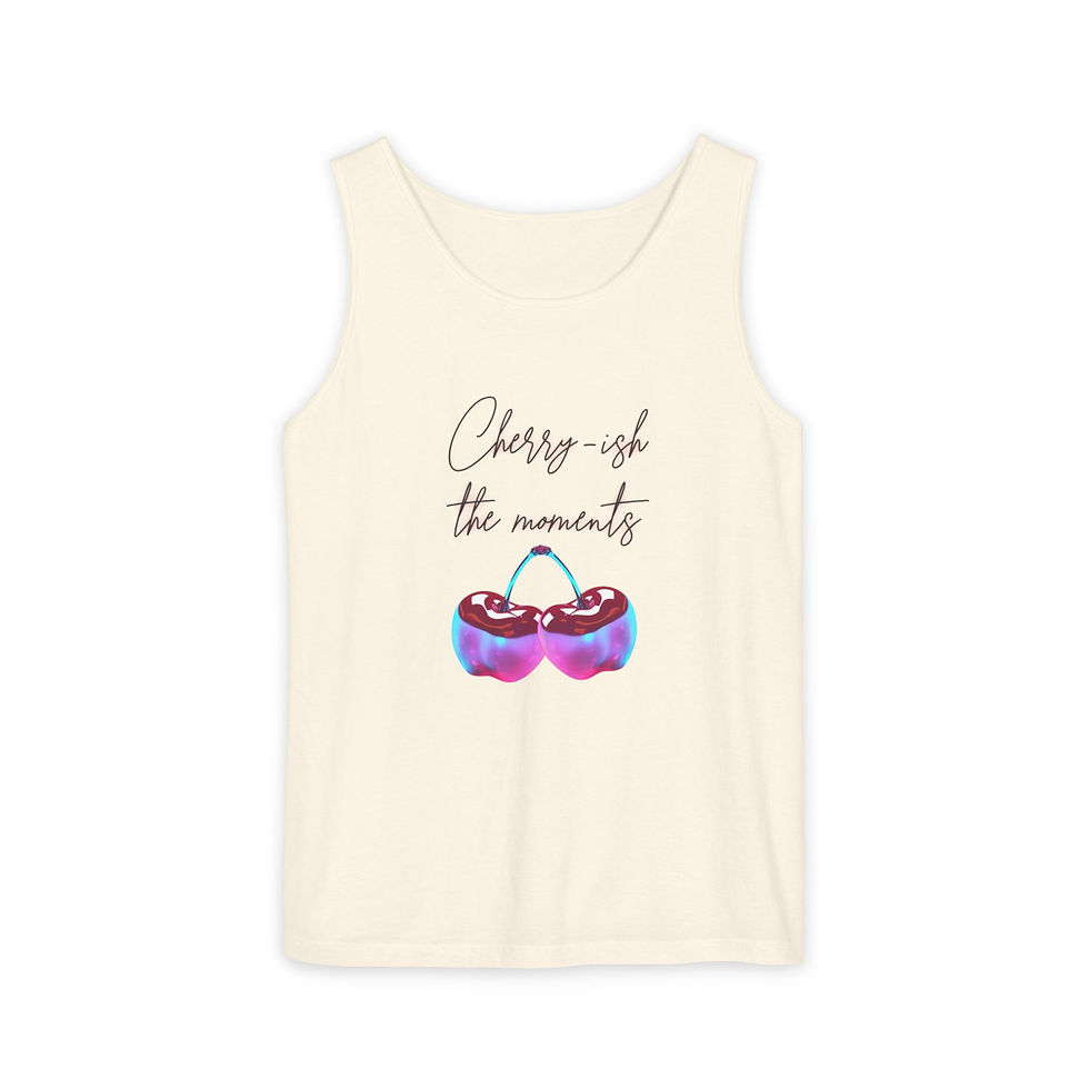 Thumbnail: Cherrish The Moments Tank Top — Retro Watercolor Cherries Graphic