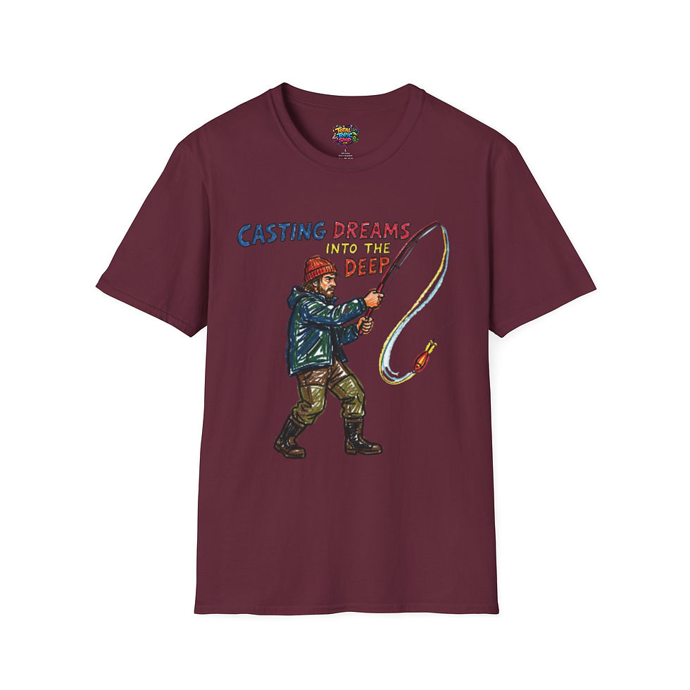 Thumbnail: Fishing T-Shirt — "Casting Dreams Into the Deep" Vintage Fisherman Graphic
