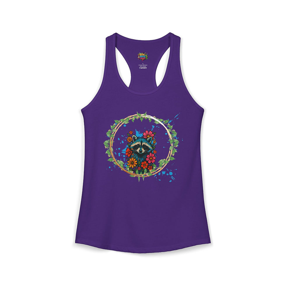 Thumbnail: Raccoon reef in flowers-Women's Ideal Racerback Tank 