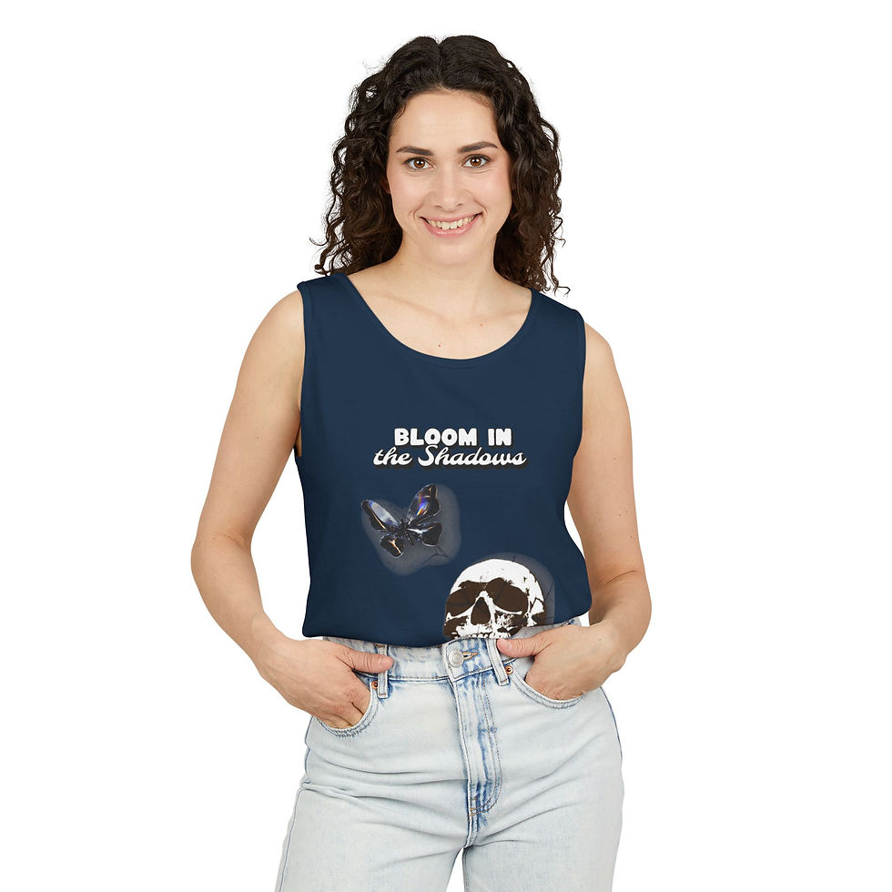 Thumbnail: Skull & Butterfly Tank Top — "Bloom in the Shadows Graphic Tank