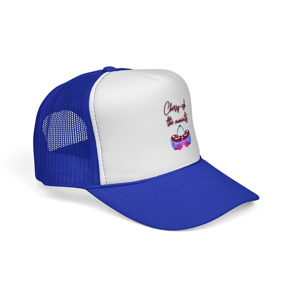Thumbnail: Trucker Cap — "Cherrish the Moments" Colorful Cherry Graphic
