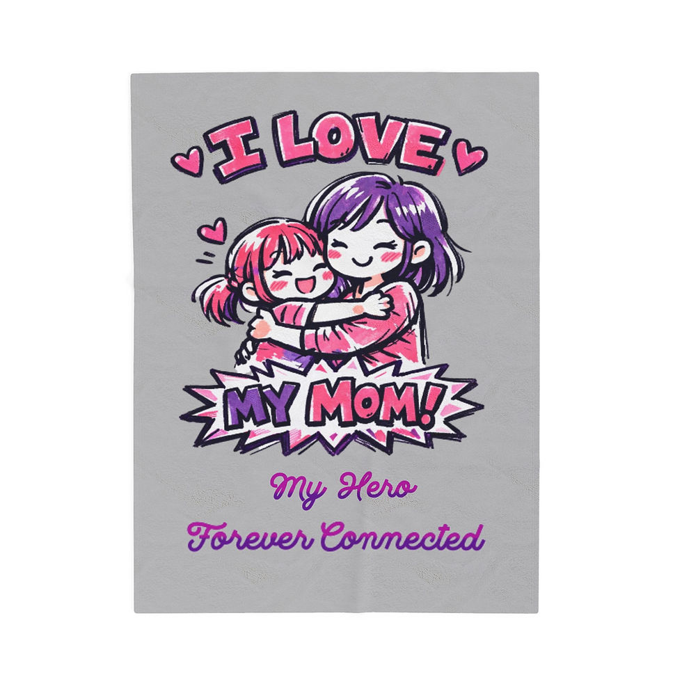 Thumbnail: Velveteen Plush Blanket ” Mother-Daughter Hug Throw Blanket