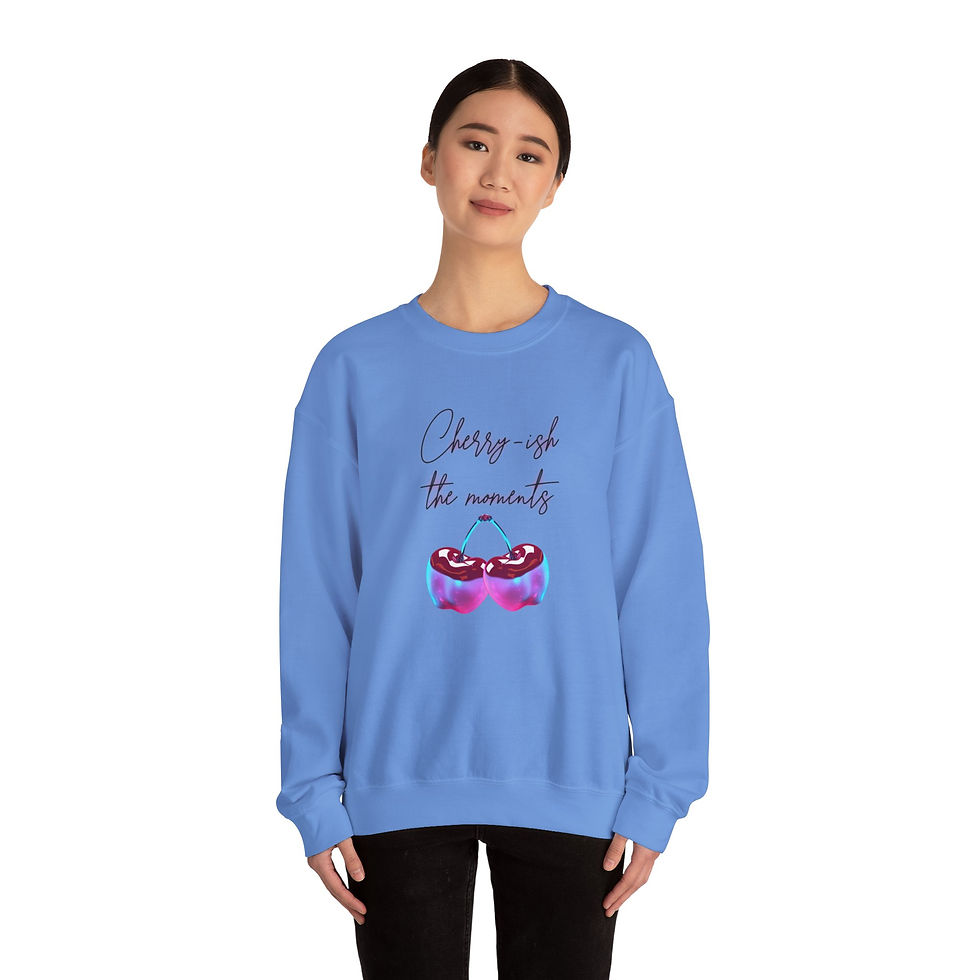 Thumbnail: Crewneck Sweatshirt - "Cherry-ish the Moments" Cute Cherry Graphic Cozy Pullover