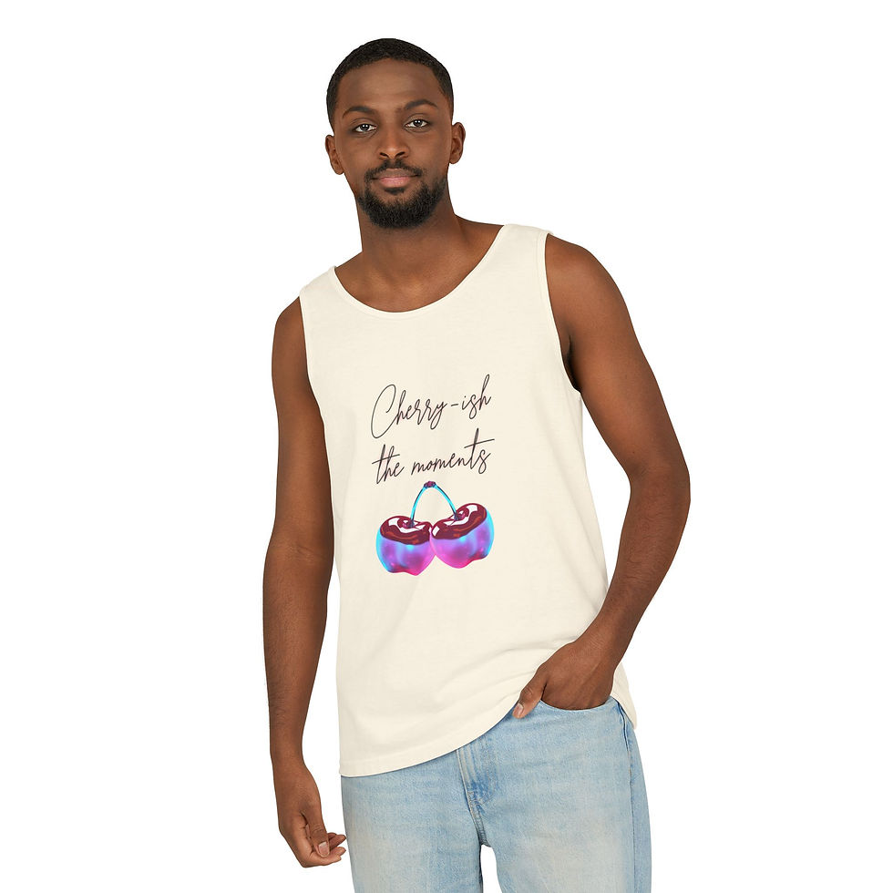 Thumbnail: Cherrish The Moments Tank Top — Retro Watercolor Cherries Graphic